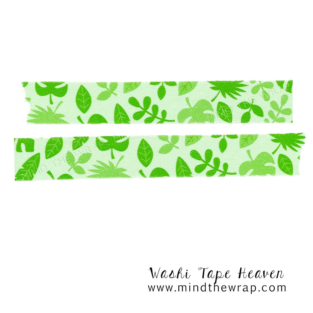 Rainforest Washi Tape - 12 yards - Doodlebug Tropical Jungle Rain Forest Green Palm Leaves