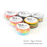mt Slim Metallic Japanese Washi Tape Set - 3 Rolls - narrow 6mm x 10m each - Blue Red Purple - Gold and Silver - Great for Planners