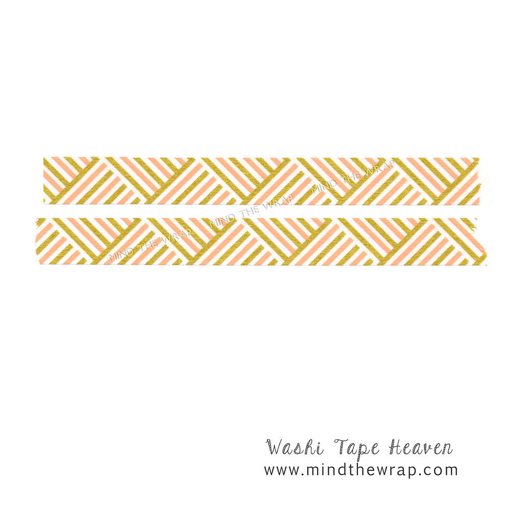 Geometric Pattern Washi Tape - Gold Metallic and Peach - mt Corners –  MindTheWrap