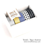 5 rolls - mt "Monotone" Gift Box Set - Japanese Washi Tape Classics - 15mm x 10m per roll - Gold and Silver Metallic - Papercraft Supply