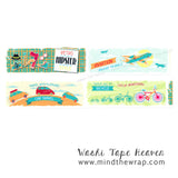 Retro Travel Washi Tape - Wide 38mm x 10m - Hipster Style Aviation Airplanes Cars Vans Bicycles