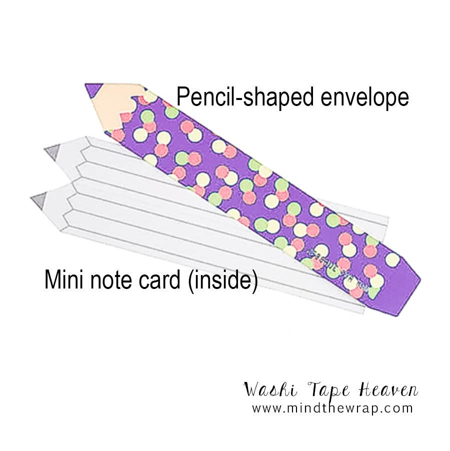 5 Pencil Shaped Mini Notes & Envelopes - Choose from 2 sets - Unique Gift Cards Tags Enclosures Love Notes Messages Scrapbooking