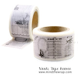 Vintage Journal Washi Tape - Wide 30mm x 10m - Books to Read Places to See Miniature Book Diary Pages To Do Lists Bucket List