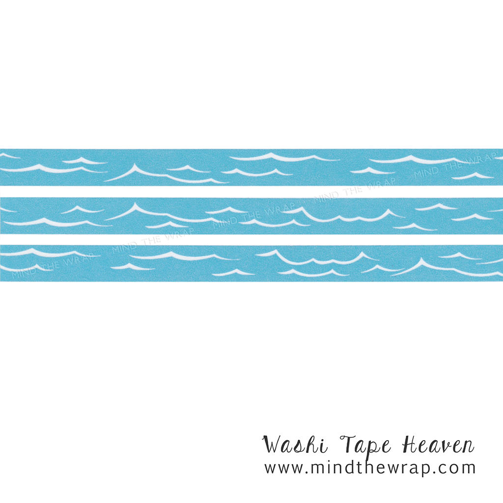 Abstract Waves Washi Tape - 15mm x 10m - Summer Nautical Coastal theme Sea Ocean Cruise Beach Vacation Planners Decoration