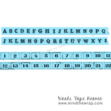 2 rolls - Vintage Alphabet and Numbers Washi Tape Set - 15mm x 10m each - Ornate Alpha Letters Framed Numerals
