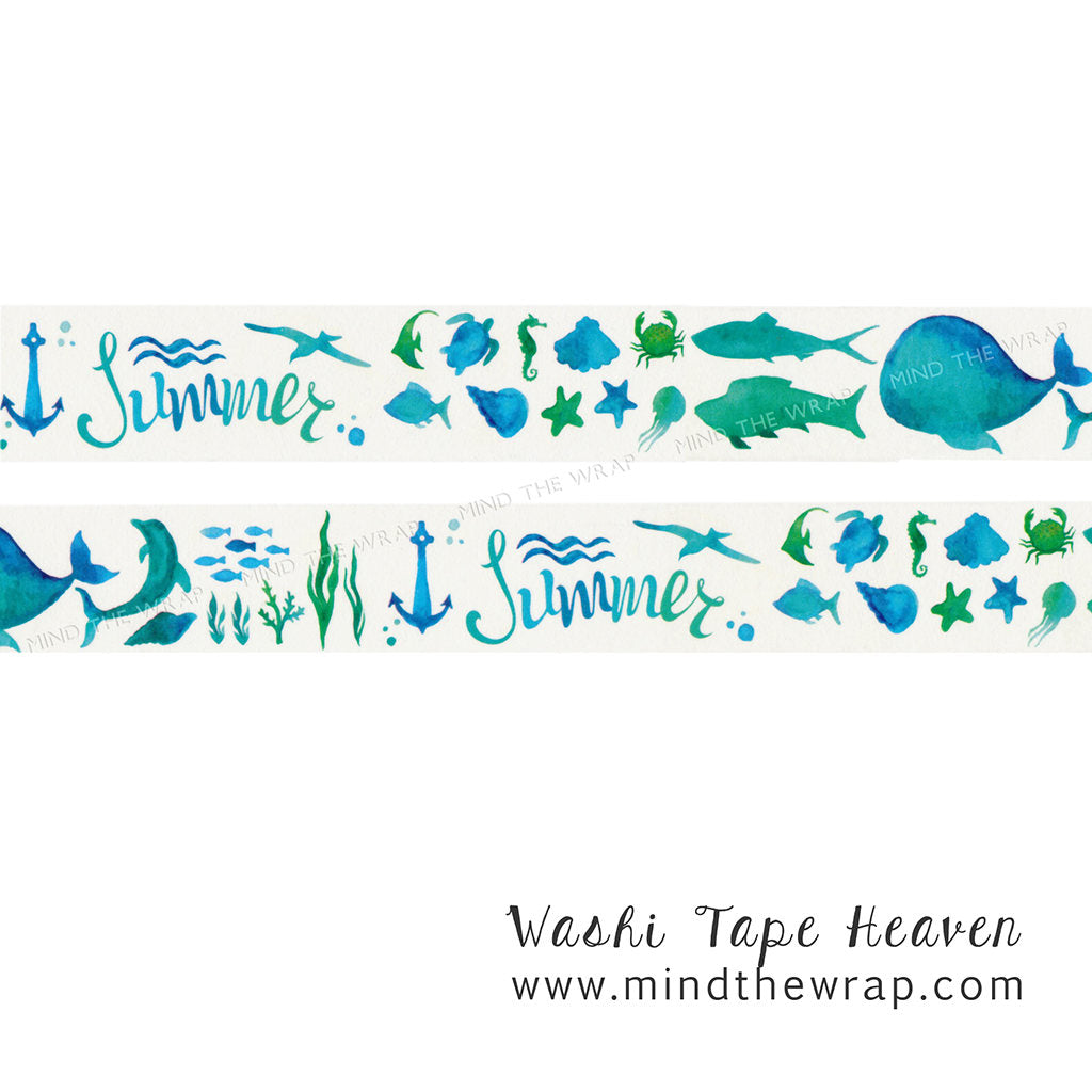 Summer at the Seashore Washi Tape - 30mm x 7m - Beach Vacation Planners Decoration Papercraft Supply