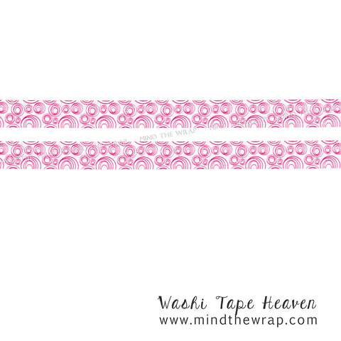 Hot Pink Circles Washi Tape - 15mm x 10m - Pink and White Abstract - Planners Decoration Scrapbooks Papercraft Supply