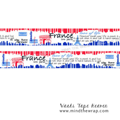France Collage Wide Washi Tape - 30mm x 10m - Travel Journals Planners Decoration Collage Supply Scrapbooking Gift Wrap