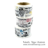 Travel Plans Collage Washi Tape - 30mm x 10m - International Travel Journal Stamps Post Card Tickets