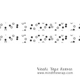 Random Dots Washi Tape - 15mm x 10m Bubbles - Black and White Collage Scrapbooking Papercraft Supply