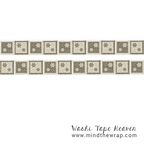 Flower Squares Washi Tape - 15mm x 10m - Collage Planners Decoration Scrapbooking Papercraft Supply