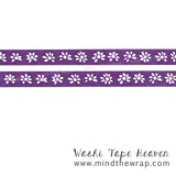 Purple Daisies Washi Tape - 15mm x 10m - Flower Row - Gift Wrap Planners Decoration Scrapbooking Supply