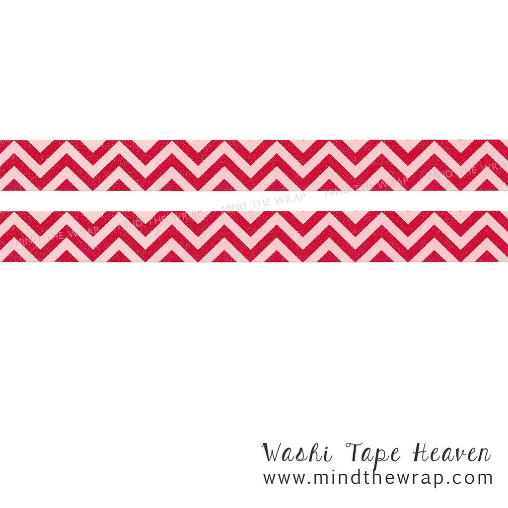 Red & Pink Chevron Washi Tape - 15mm x 10m -  Scrapbooking Planners Decoration Card-making Gift wrap Collage