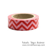 Red & Pink Chevron Washi Tape - 15mm x 10m -  Scrapbooking Planners Decoration Card-making Gift wrap Collage