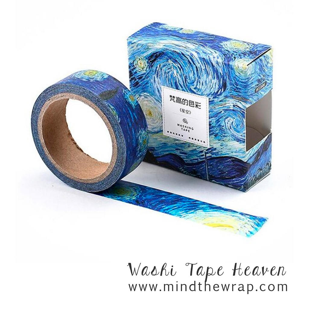 Van Gogh Starry Night Washi Tape - 15mm x 7m -  Famous Painting Art School Planners Decoration Card-making Scrapbooks