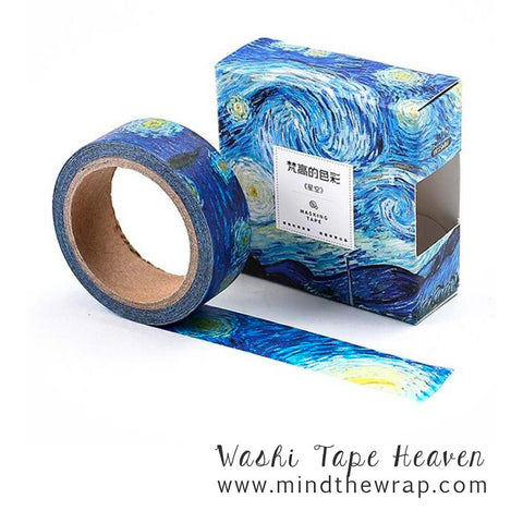Van Gogh Starry Night Washi Tape - 15mm x 7m -  Famous Painting Art School Planners Decoration Card-making Scrapbooks