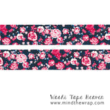 Romantic Roses Washi Tape - 30mm x 10m - Black Vintage Floral - Card-making Planners Decoration Gift Wrap Papercraft Supply
