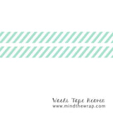 Seafoam Diagonal Stripes Washi Tape - 15mm x 10m - Scrapbooking Decoration Card making Craft Supply Gift wrap