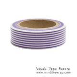 Purple Stripes Washi Tape - 15mm x 10m - Narrow Horizontal Stripe - Scrapbooking Decoration Card making Craft Supply Gift wrap