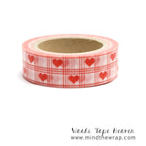 Hearts Plaid Washi Tape - 15mm x 10m -  Scrapbooking Planners Decoration Card-making Gift wrap Collage