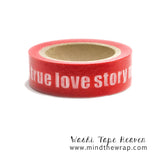 2 rolls - Love Story Washi Tape Set - 15mm x 10m each - Valentine Scrapbooking Planners Decoration Card-making Gift wrap