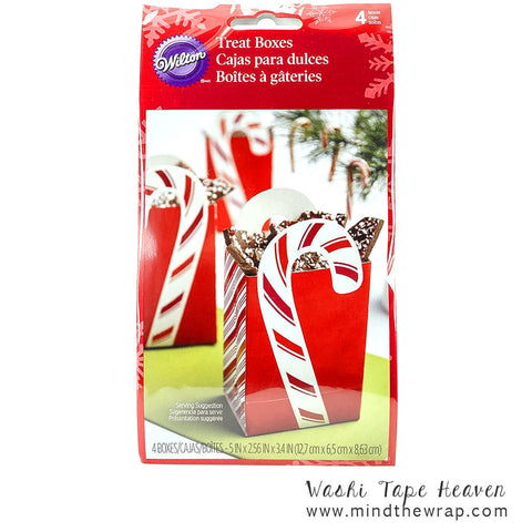 8 - Candy Cane Gift Bags - Peppermint Handled Favor Boxes - Packaging Christmas Treats Gifts Cookies Candy
