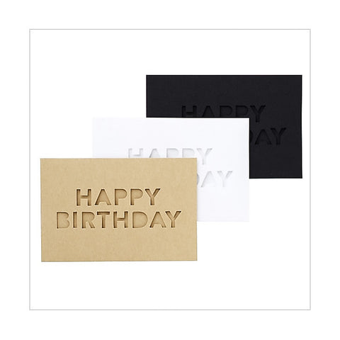 Happy Birthday Cards to Decorate with Washi Tape - 3 Flat Cards & Die cut Sleeves - Kraft White Black DIY Gift Enclosure cards from Japan
